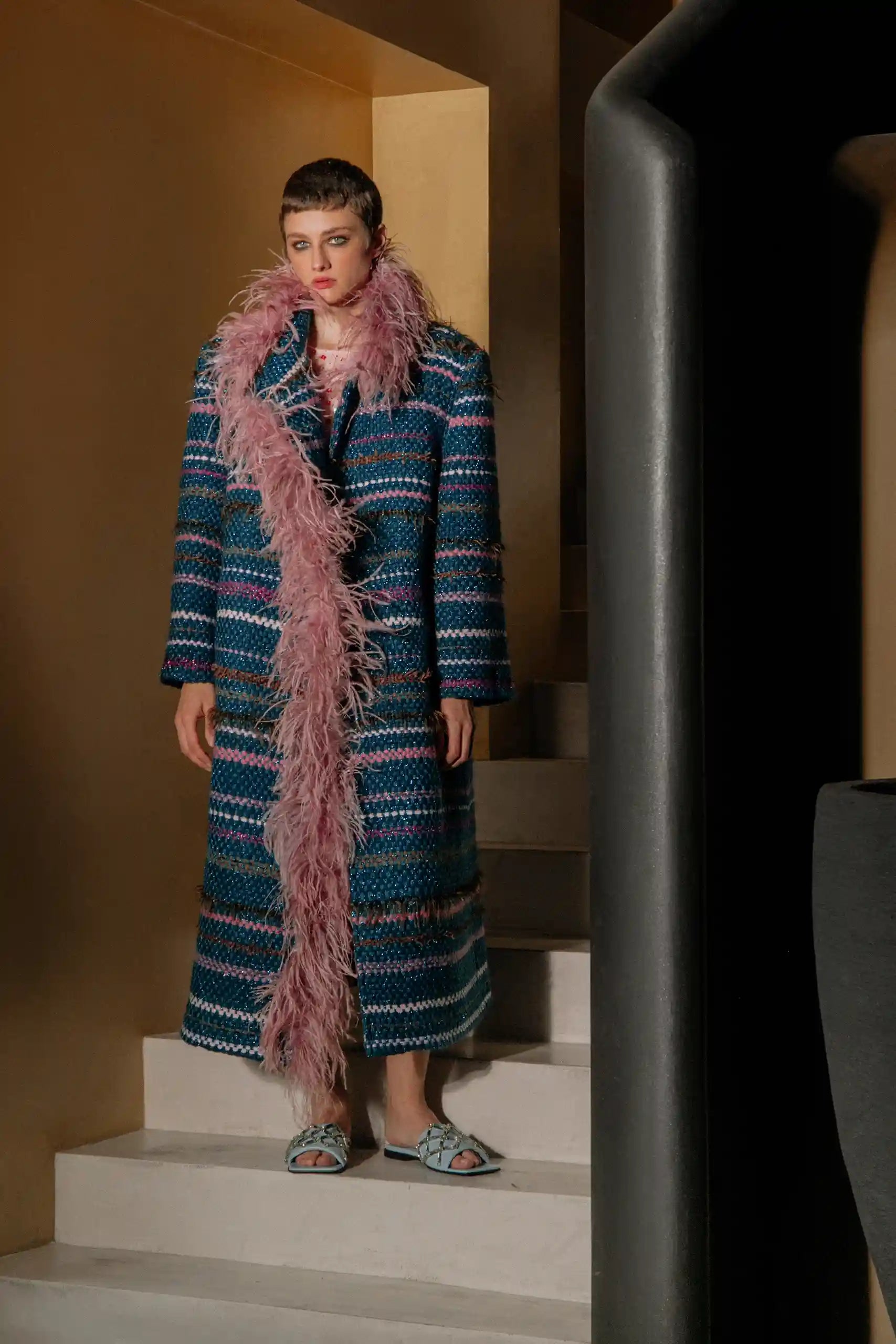 Tweed Boa Coat