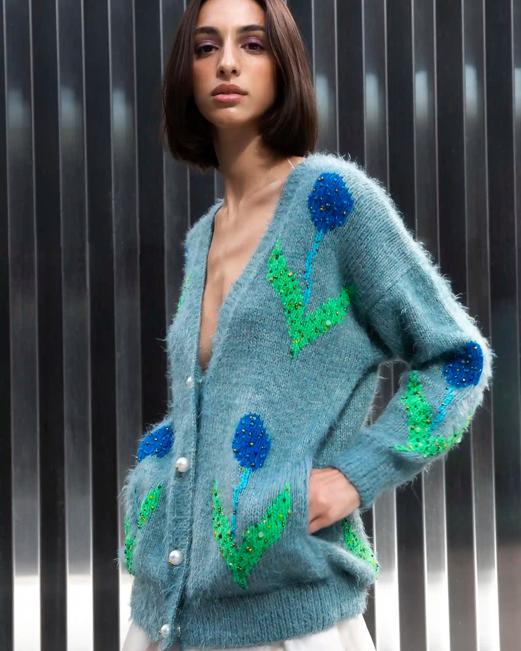 Blue Tulips Cardi