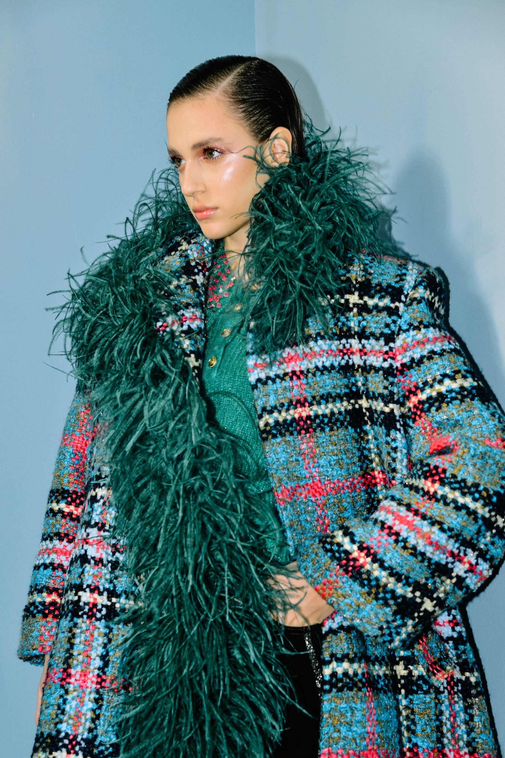 Tweed Boa Coat