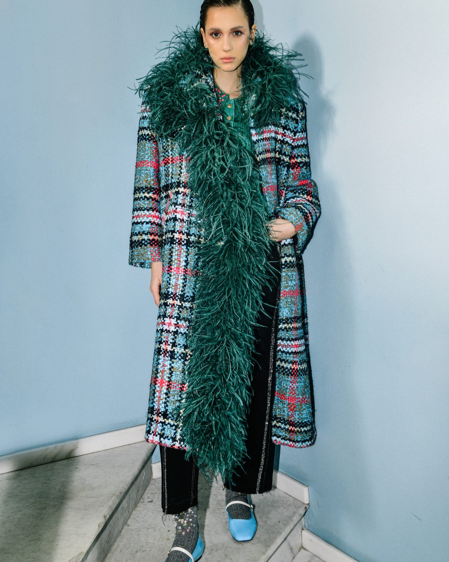 Tweed Boa Coat