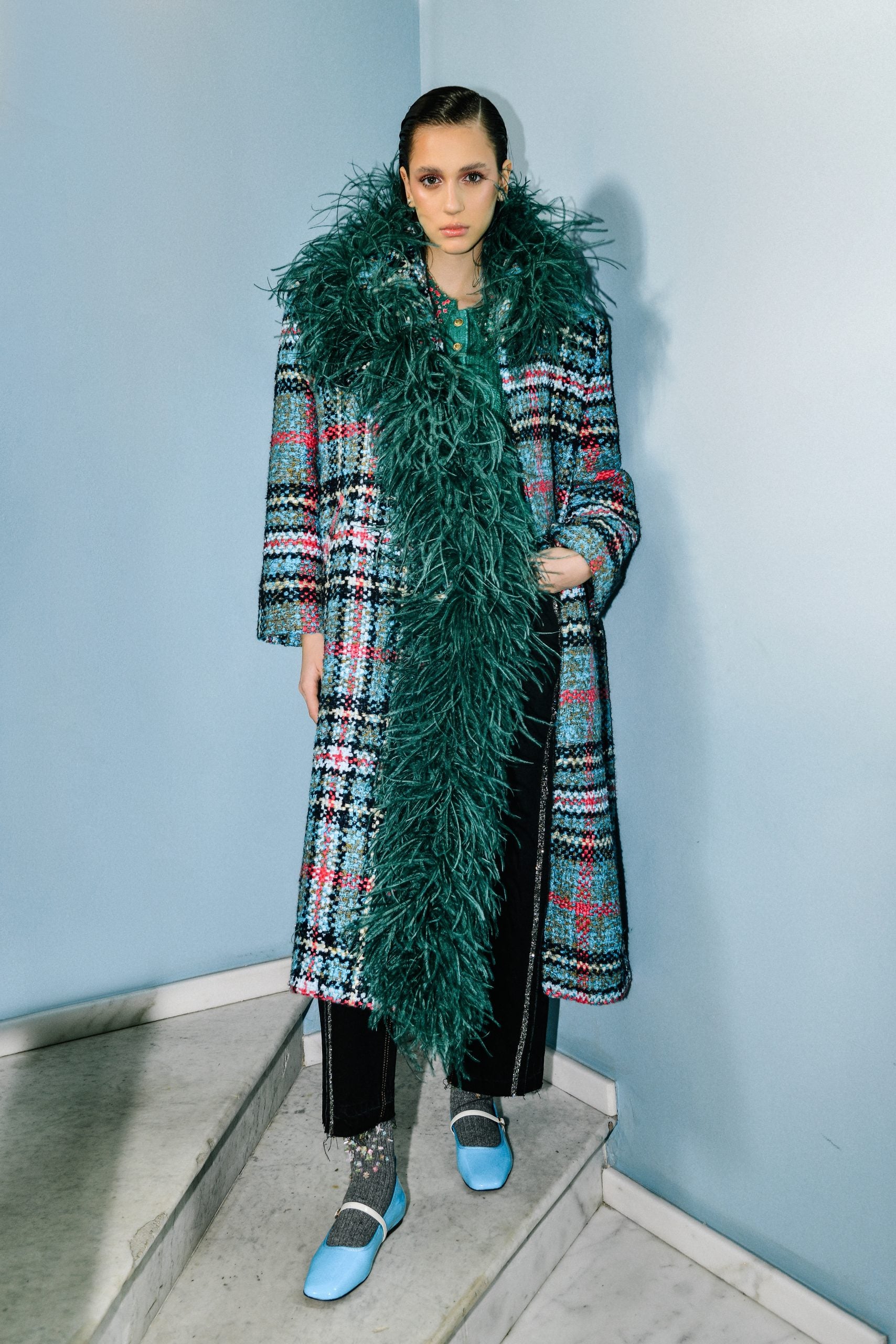 Tweed Boa Coat