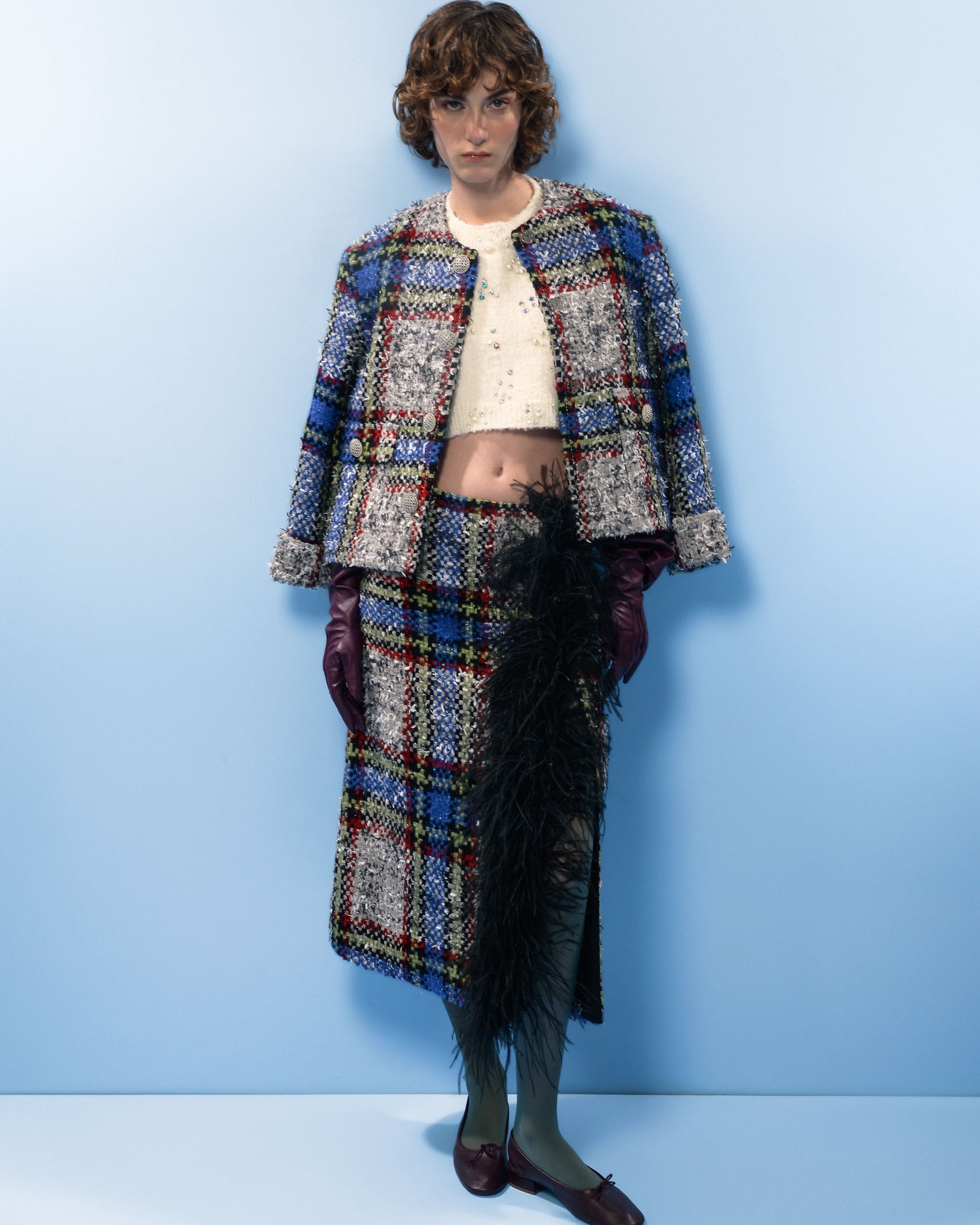 Tweed Boa Skirt