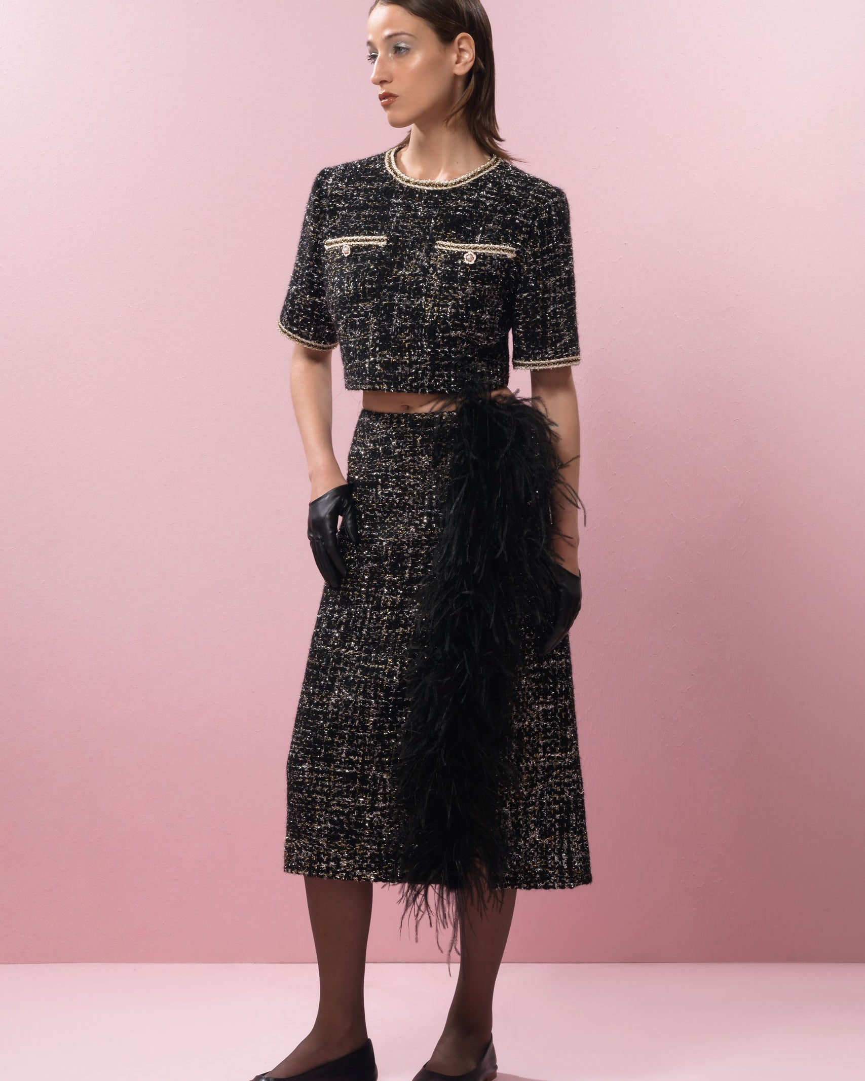 Tweed Boa Skirt