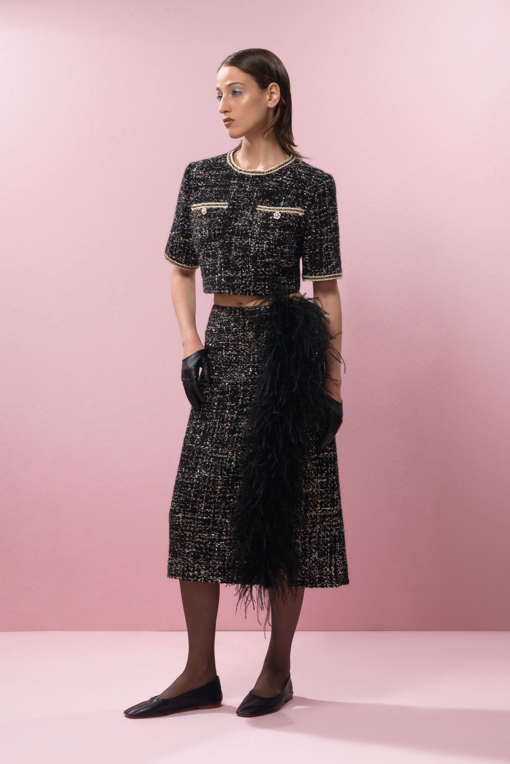 Tweed Boa Skirt