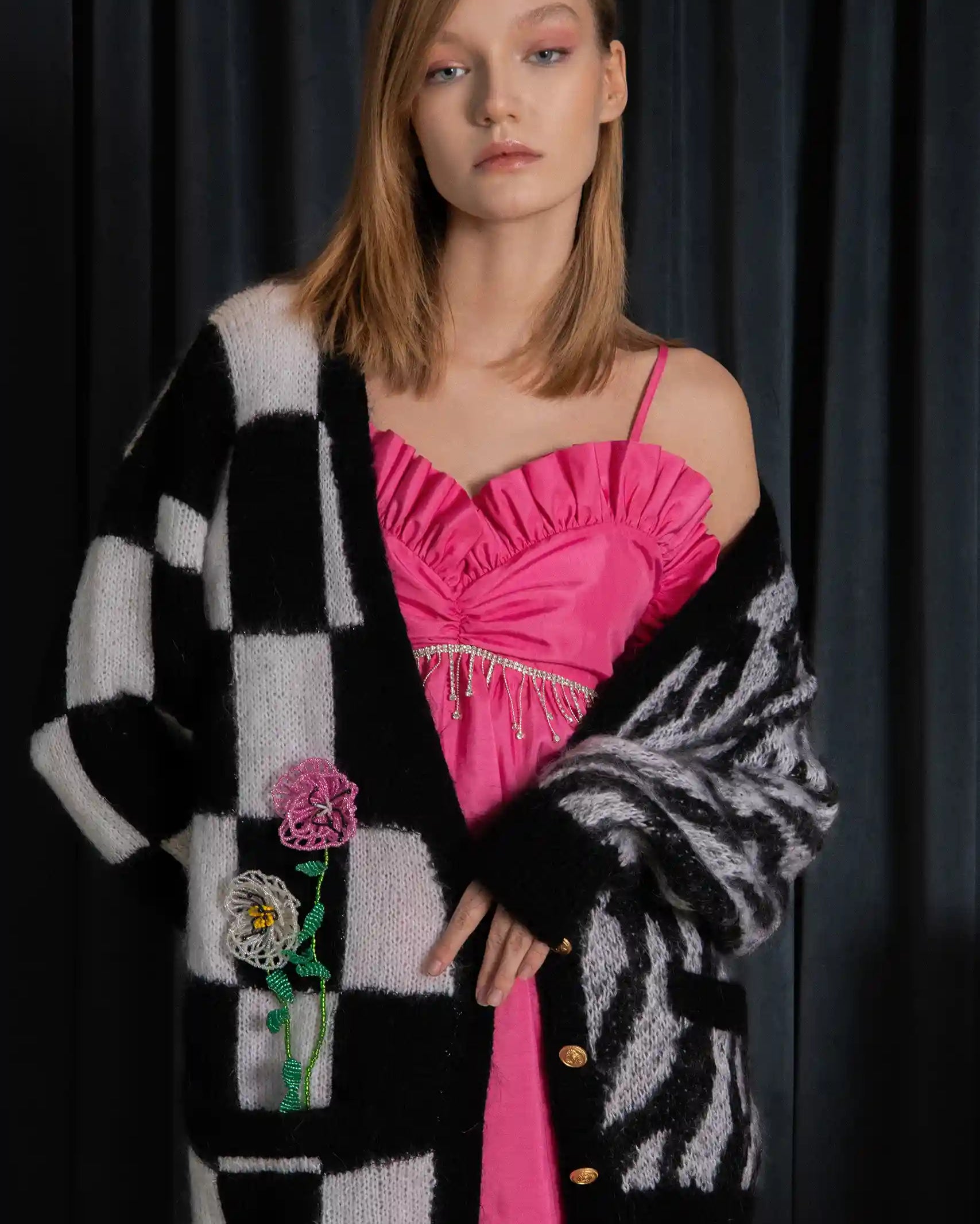 Chess Flower Cardi